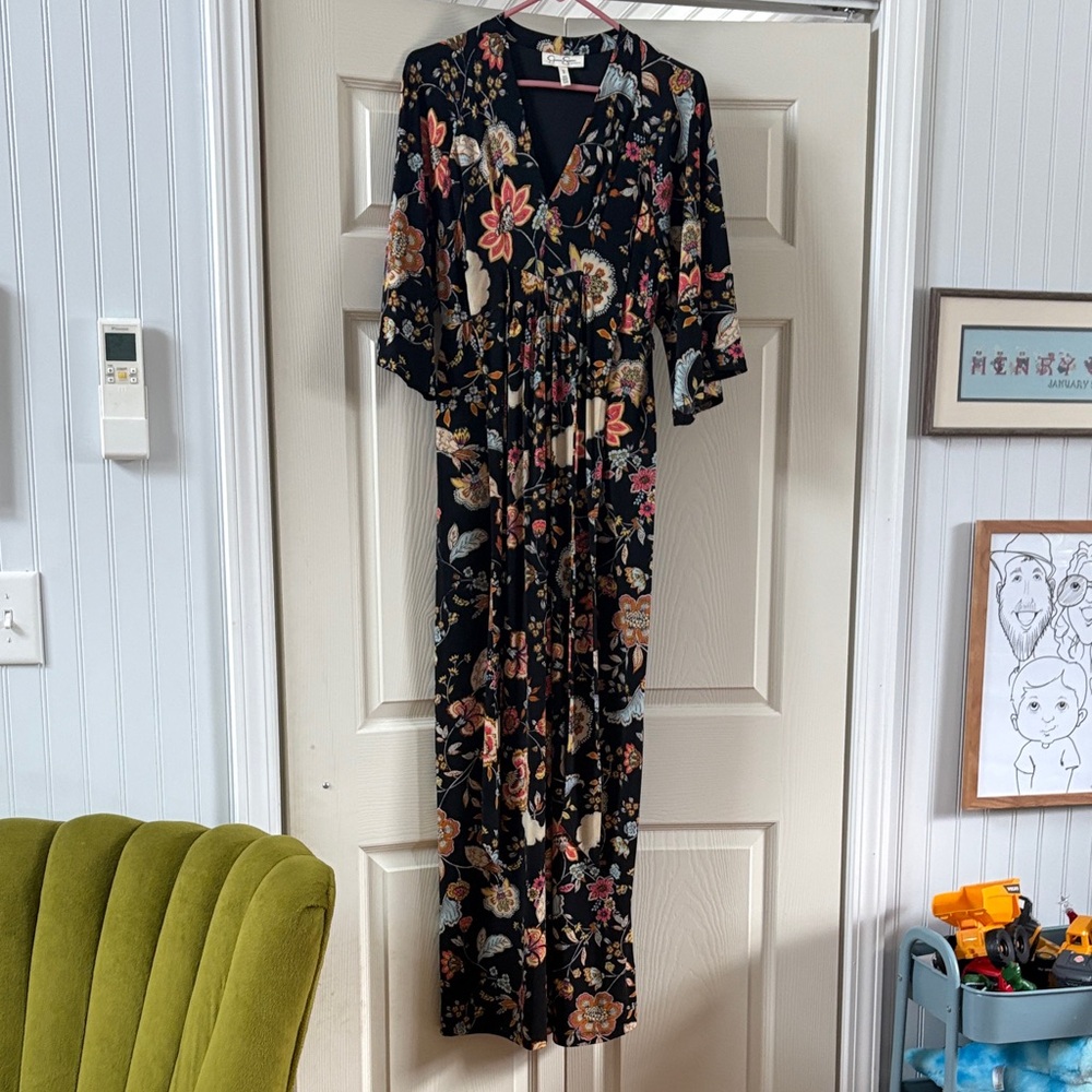 Maternity Floral Stretchy Maxi Dress